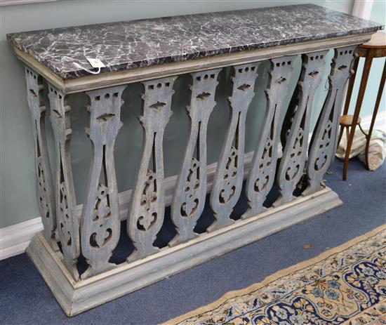 A painted marble top console table W.144cm
